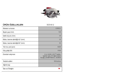 MİLWAUKEE SCS 65 Q DAİRE TESTERE (T: 190 mm)